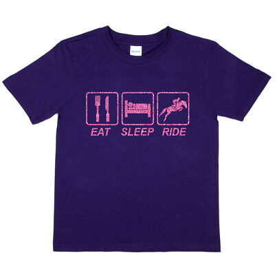 T-Shirt Eat Sleep Ride Reiten Pony Reiten Mädchen lustig Kinder