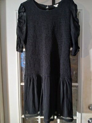 CATO Women's XL Black Dress Stretch Mesh Smock Midi Whimsy Lined Goth Semi  Sheer | eBay
