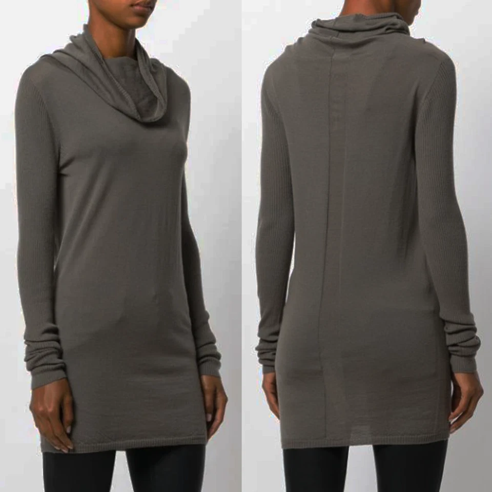 Suéter túnica extra largo cuello capucha drapeado gris RICK OWENS L ZÓCALO F/W '13 Foto 2 de 4