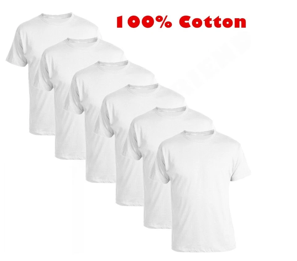 Packung mit 1x 3x 6x Jungen Mädchen Kinder weiß T-Shirts schlicht 100 % weich Baumwolle Uniform