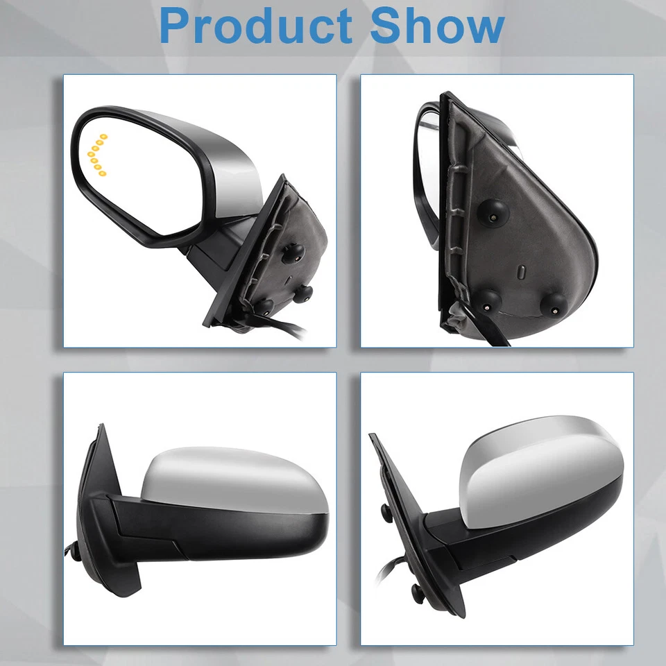 Par de espejos retrovisores cromados para Chevy GMC 2007-2013 eléctricos térmicos + lámpara de flecha + señal de giro Foto 4 de 4