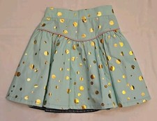Matilda Jane GILDED GREENS SKIRT SZ 8 Gold Foil Dot Mint Twirl Hello Lovely EUC