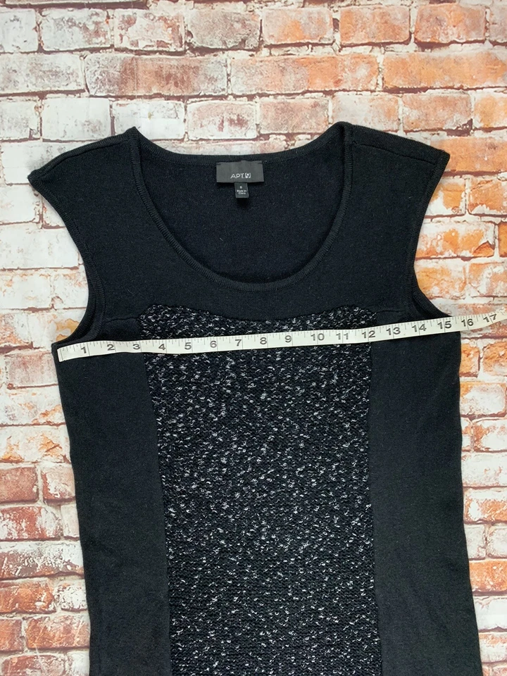 Vestido Suéter Apt 9 Sin Mangas Negro Blanco Tejido Mujer Pequeño Foto 2 de 4