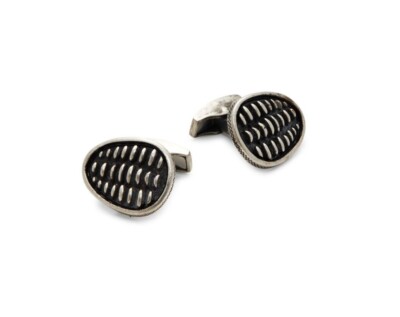 $550 NIB Men's Tateossian Oxidised Sterling Silver & Trilobites Cufflinks