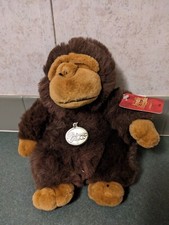 Brown Tan Gorilla Stuffed Ape Monkey Plush Stuffed Animal Toy Primate Medal 11"