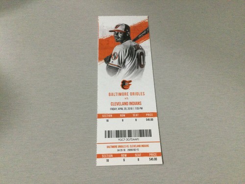 ORIOLES~2018 TICKET STUB vs INDIANS~4/20/18-4/21/18-4/23/18 - Foto 2 di 4