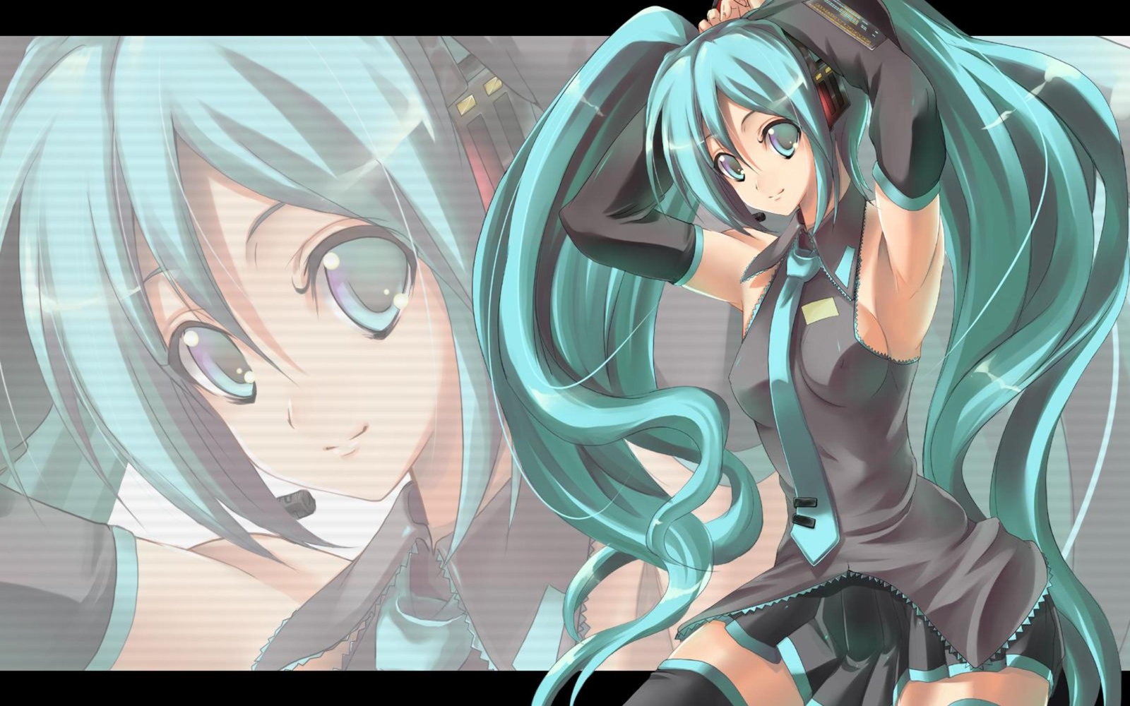 Anime vocaloid hatsune miku twintails detached  Custom Playmat Mat Pad