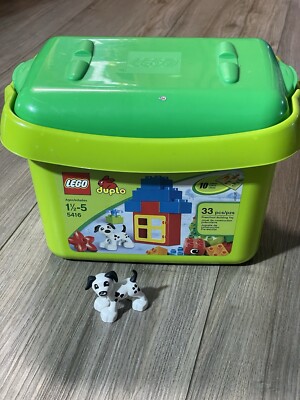 2010 Set of Duplo/Lego Bricks 5416 w/Original Green Storage Box Missing 2 Pcs