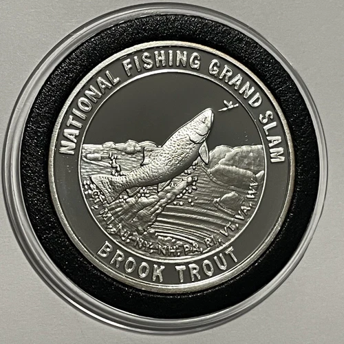 Brook Trout Collector Rare Proof Coin 1 Troy Oz .999 Fine Silver Round Art Medal