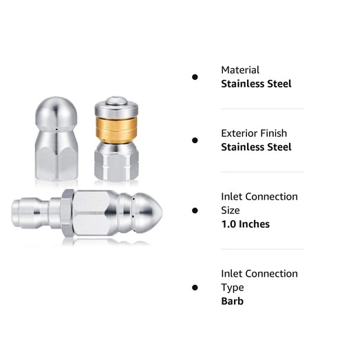 3 Pieces Sewer Jetter Nozzle Rotating Button Nose Sewer Jetting Nozzle Stainl... - Picture 8 of 8