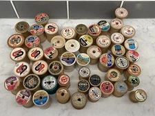 Mixed Lot of 50 Vintage Wooden Sewing Thread Spools (Empty) Sewing Crafts Hobby