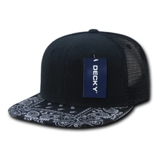 Paisley Bandana Print Flat Bill Trucker Mesh Snapback Cap - Free Shipping