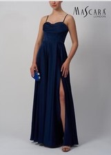 Mascara MC12314 Size 6 Navy blue Back Bone Satin Evening Dress Prom NWT