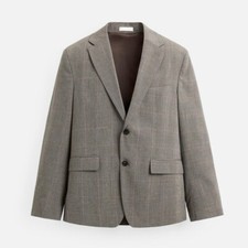Zara Wool Plaid Blazer Suit Jacket Men  s Size 48 Gray NWT