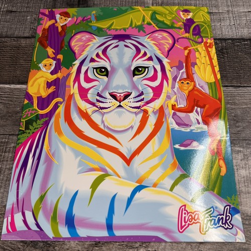 VTG Lisa Frank Rainbow White Tiger & Monkeys Folder Stuart Hall UNPUNCHED RARE