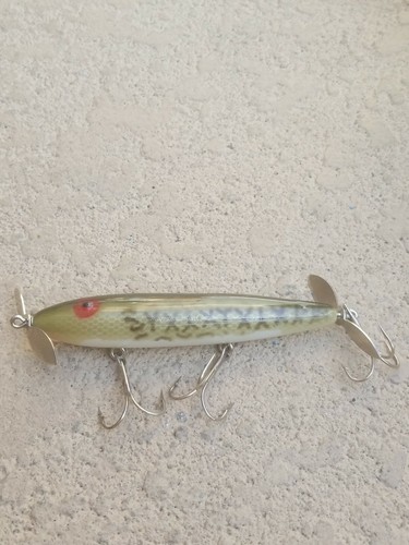 Bellissima esca da pesca vintage senza marchio doppio spinner 3 ami 4 1/4" - Foto 2 di 6