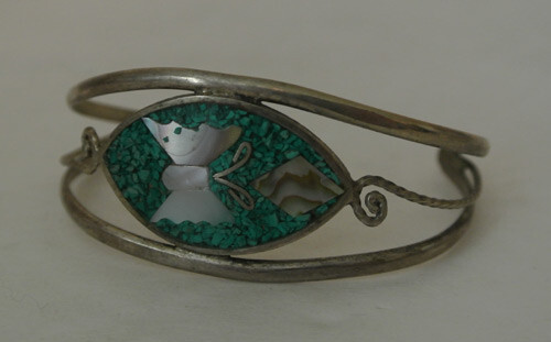 2 PULSERAS Brazalete de Piedras Preciosas Rosa Plata Esterlina y Puño Apaca México - Imagen 2 de 6