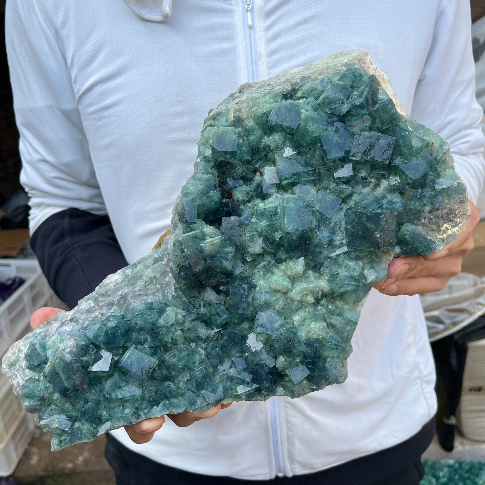 13.2lb Natural Green Fluorite Crystal Quartz Cluster Specimen for Healing