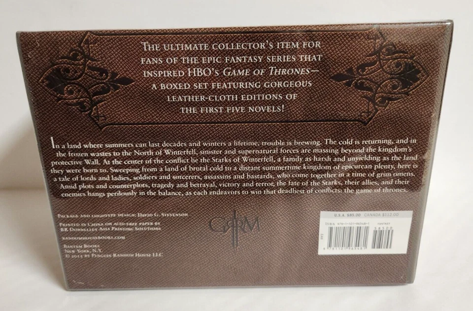 George RR Martin Game Of Thrones A Song Of Ice And Fire Book Set Leather 5 Books Foto 2 de 3