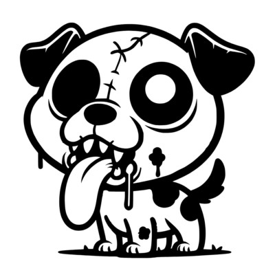 Cute Cartoon Zombie Puppy Dog Die Cut Vinyl Sticker Decal Left Right or Pair