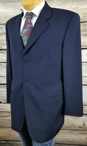 Blazer Moschino Para Hombre Lana Azul Tres Botones EE. UU. Talla 42R Italiano Talla 52 - Imagen 2 de 12