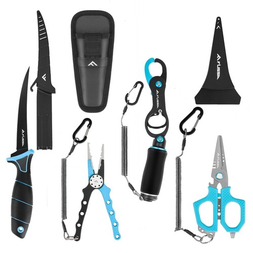FLISSA Fishing Tool Kit Lip Gripper/Line Scissor/Fish Fillet/Plier/Hook Removers - 第 1/17 張圖片