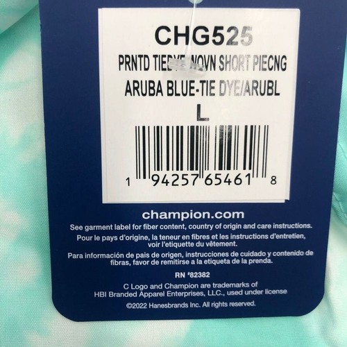 Pantaloncini nuovi autentici Champion Aruba blu tie dye tessuto per ragazze taglia large - Foto 6 di 7