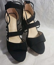 Womens Open Toe Hollow Out Sandals Party Ankle Strap Block Heel Shoes Prom 7.5