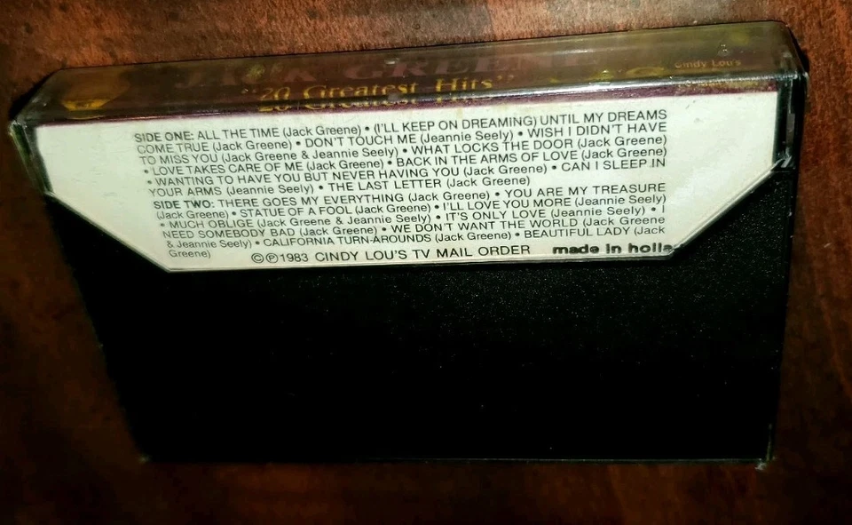 Jack Greene 20 Greatest Hits (Cassette 1983 Cindy Lou's Mail Order) New Sealed - Image 2 of 3