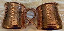 WILLIAM SONOMA HAND-HAMMERED COPPER MOSCOW MULE MUGS, SET OF 2.  NWT!