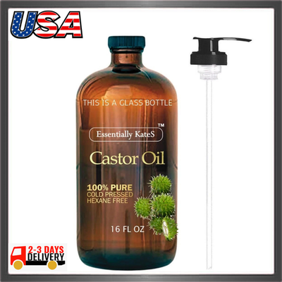 #ad #ad Cold Pressed Organic Castor Oil in Glass Bottle 16 Fl Oz 100% Pure and Natur $12.99