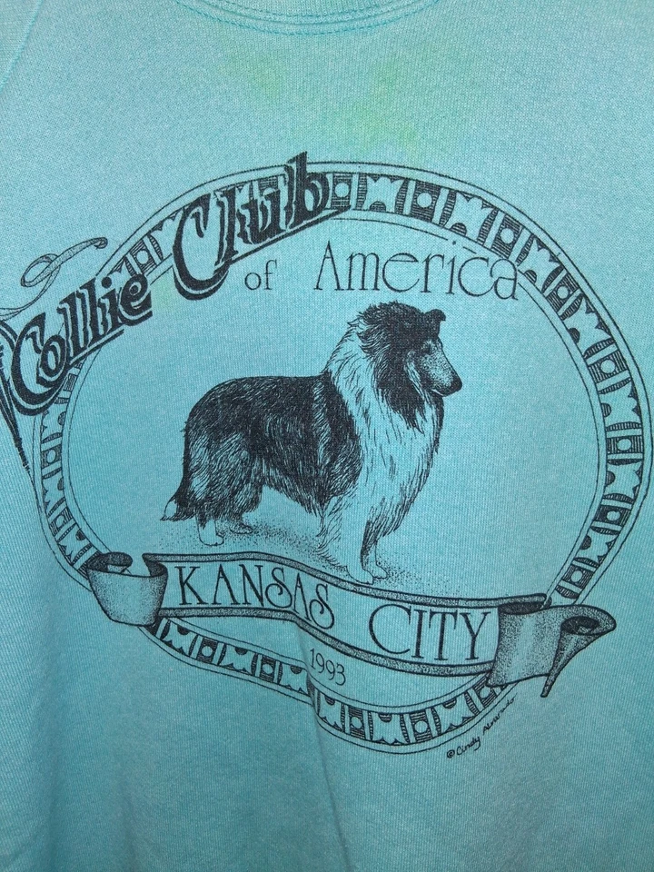 复古 90 年代边境牧羊犬运动衫 XL Fruit of the Loom Cottagecore 狗奶奶 — 第 2/4 张图片