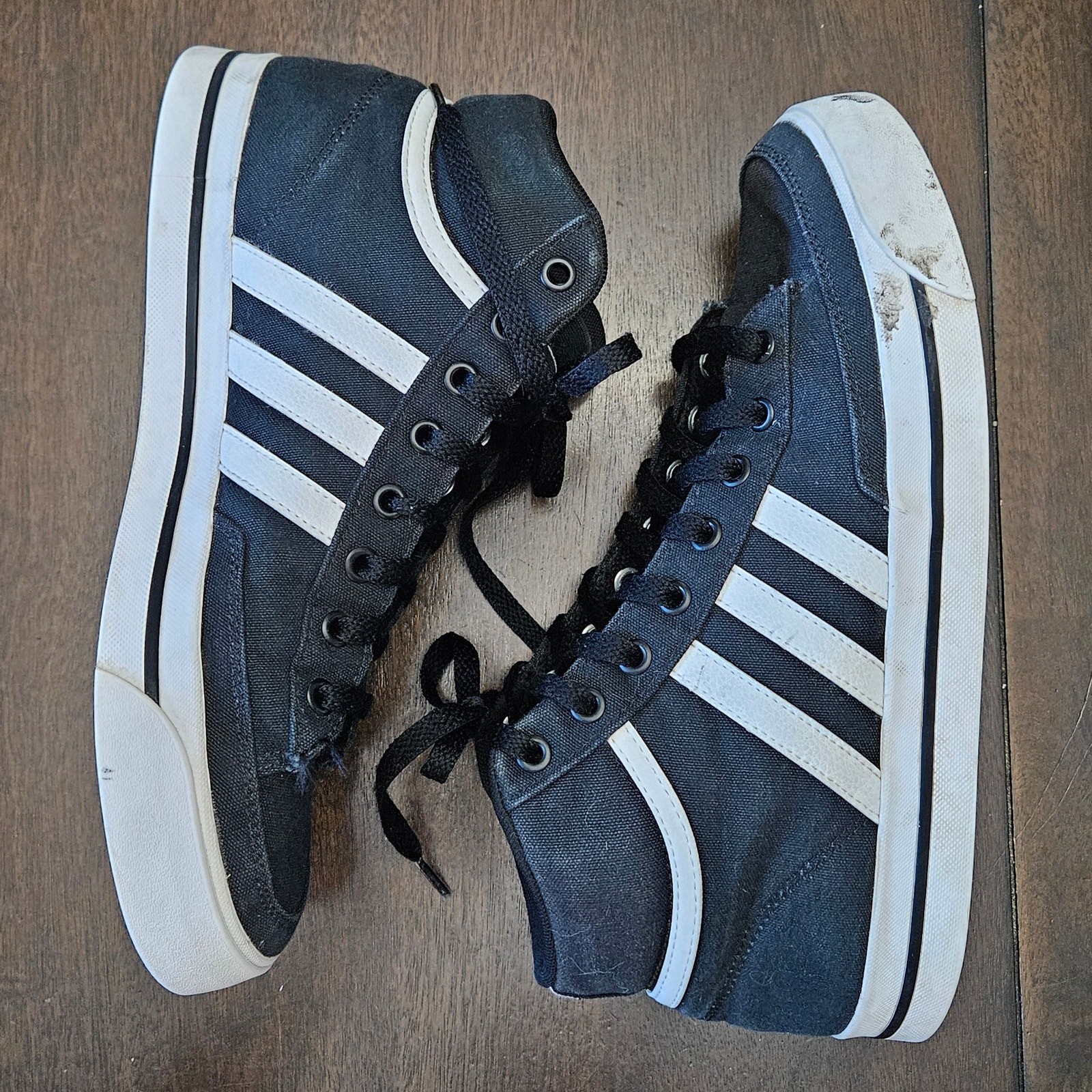 Adidas Retrovulc Mid Sneakers Men’s 8 Black Canvas Stripe Casual Skate Street