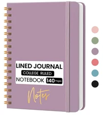 Lined Spiral Journal Notebook, A5 College Ruled Notebook for Journaling, Note-Ta