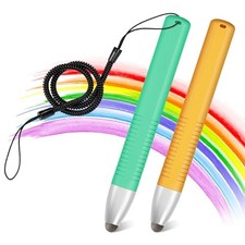 2pcs Kid-Friendly Stylus Pens for Touch Screens, Tablet Stylus Pen Green Orange