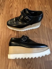 Stella McCartney Elyse Platform Shoes Size 39/US 9 Black Buckle Monk Strap Vegan