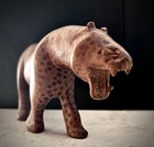 Vintage Hand Carved Wooden Leopard Figurine African Folk Art Roaring Safari 9” — photo 4