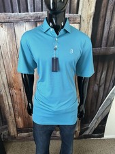 Holderness Bourne SS Turquoise Blue Stripe Perkins Polo Shirt XL NWT 150