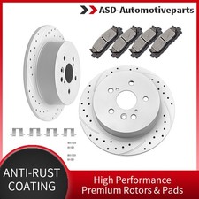 5 Lugs Rear Slotted Brake Rotors Ceramic Brakes Pads Fit For Toyota Highlander 5 Lugs Rear Slotted Brake Rotors Ceramic Brakes Pads Fit For Toyota Highlander