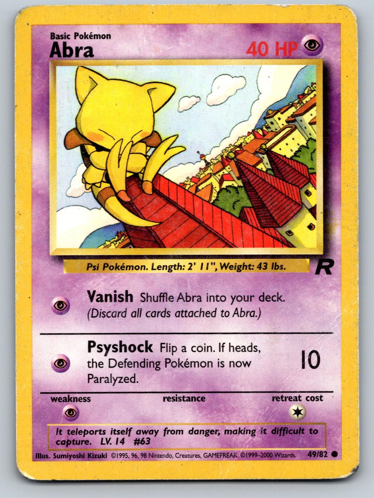 Abra 49/82 Common Team Rocket Pokemon 1st Edition