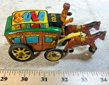 Linemar Marx of Japan Davy Crockett Stage friction tin toy stagecoach C 