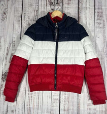 Tommy Hilfiger Puffer Jacket Boys Medium Colorblock Red White Blue Hooded
