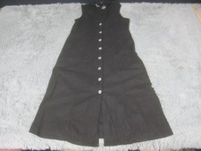 R&K Originals Dress Womens 14 Brown Linen Blend Button Front Crisscross Back