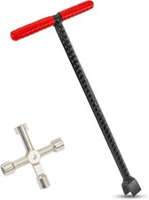 Durable 16-Inch Water Meter Key and 4-Way Valve Tool - Essential for Homeowners