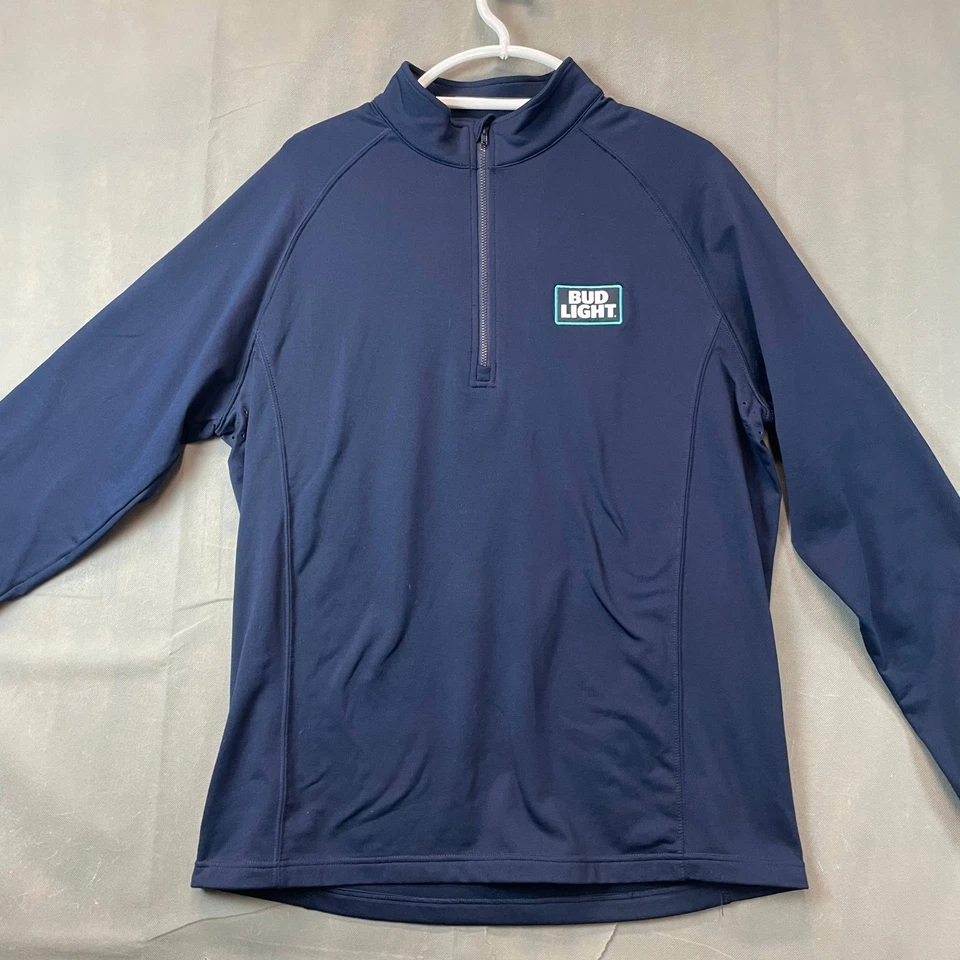 Bud Light Levelwear Quarter Zip Pullover Men’s Large Navy Logo Performance Top - Image 4 of 4