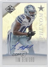 2012 Limited Phenom Monikers Silver 176/299 Tim Benford #196 Auto 1k5