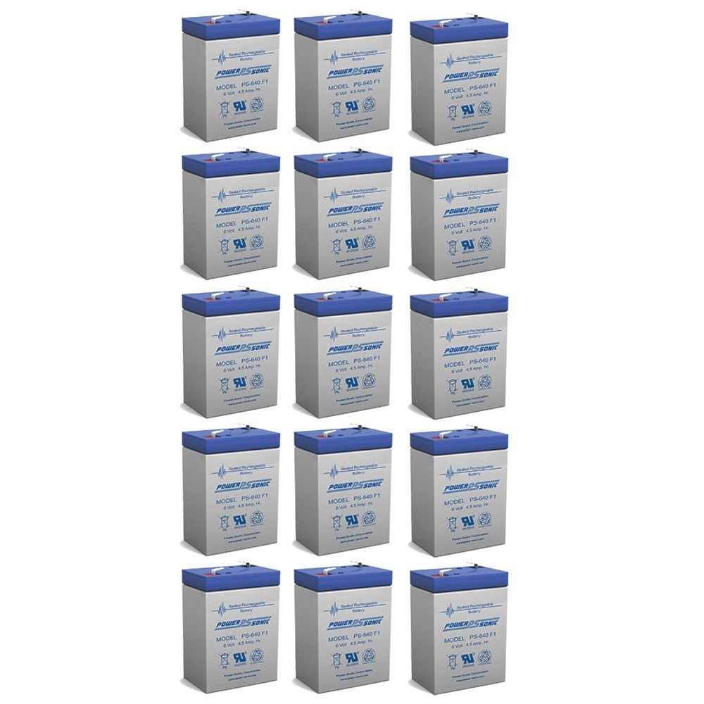 Power-Sonic 15 Pack - 6V 4.5Ah Emergency Exit Lighting SLA Battery