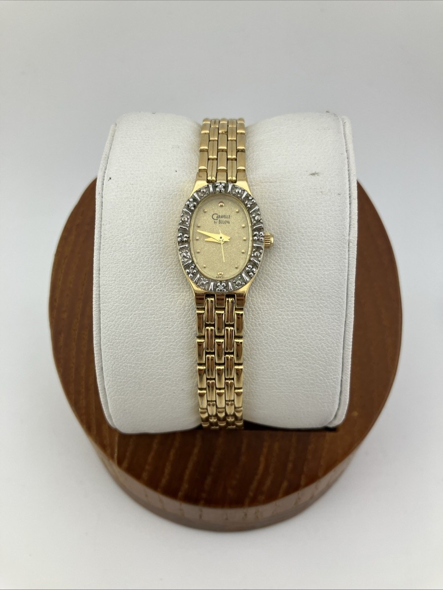 Vtg 1995 Caravelle Bulova Ladies 16mm Watch Gold Tone  display picture 1