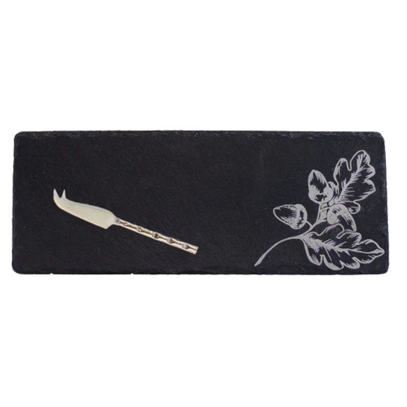 Autumn Acorns Mini Slate Cheese Board & Knife Set