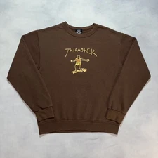 Thrasher Crewneck Sweatshirt Brown Men's Size Small Skateboarding Gonz Logo Y2K